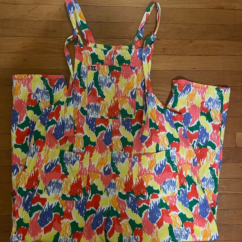 LUCY AND YAK Organic Dungaree Overalls Playsuit Marsha Print & US 14R / UK 18R